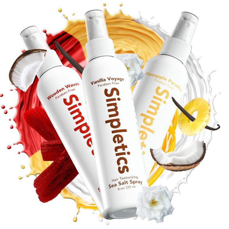 Simpletics Sea Salt Spray | Texturizing Haircare for Fluffy, Voluminous Hair | Phthalate, Paraben & Sulfate-Free | 5 Simple Ingredients | Lightweight Hold & Natural Texture | 8Oz